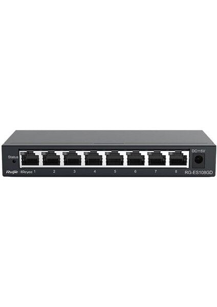 Ruijie -Reyee RG-ES108GD 8 Port 10-100-1000 Mbps Gbit Switch Çelik Kasa