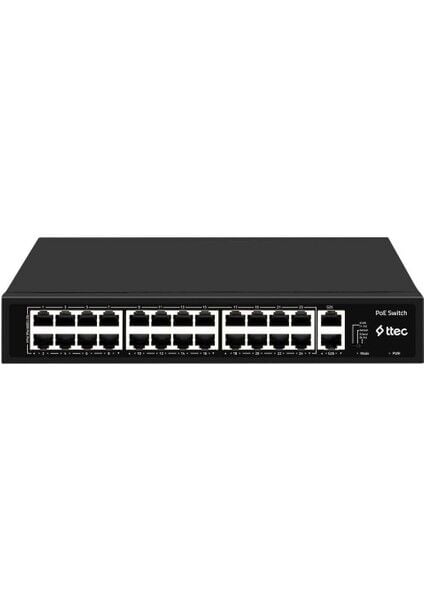 TP-Link TTEC 24port 300w FULL PoE 26300PG 10/100 2GE Uplink Yönetilemez Poe Switch Tak Çalıştır