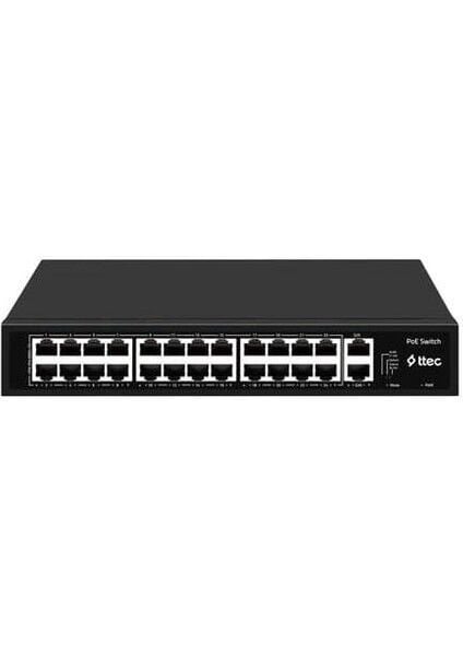 TP-Link TTEC 24port 300w FULL PoE 26300PG 10/100 2GE Uplink Yönetilemez Poe Switch Tak Çalıştır