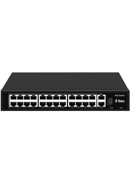 TP-Link TTEC 24port 300w FULL PoE 26300PG 10/100 2GE Uplink Yönetilemez Poe Switch Tak Çalıştır