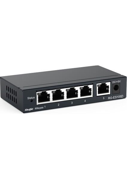 Reyee RG-ES105D 5 Portlu, 10/100 Fast Ethernet, Tak Çalıştır Switch, Metal Kasa
