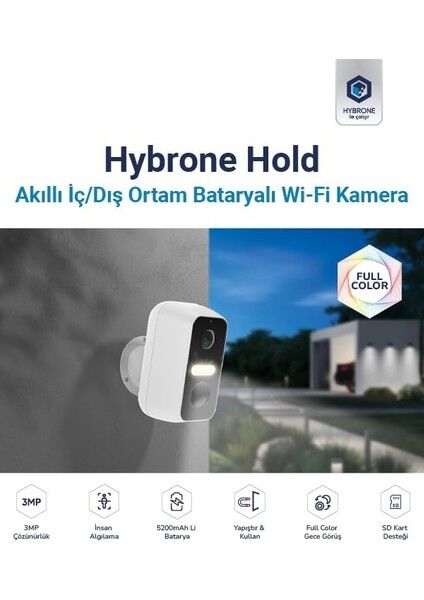 Hybrone HY-CW3013-FB  Iç/dış Ortam Akıllı Wi-Fi Batarya Kamera