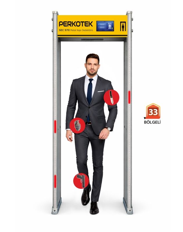 PERKOTEK SEC 970 Metal Kapı Üst Arama Dedektörü 33 Bölgeli